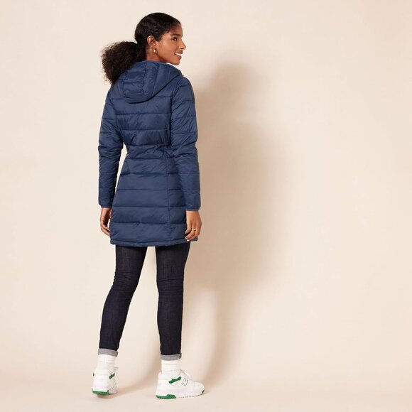 Trendy Women's Packable Hooded Puffer Coat - Water-Resistant, Plus Size Elegance - Picture 3 of 8